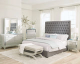 Camille Eastern King Button Tufted Bed Grey Collection: The Headboard Comes With A Button Tufted Fabric That's Stylish And Eye-Catching