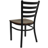 HERCULES Series Black Ladder Back Metal Restaurant Chair - Cherry Wood Seat [XU-DG694BLAD-CHYW-GG] Pie's Variety Store