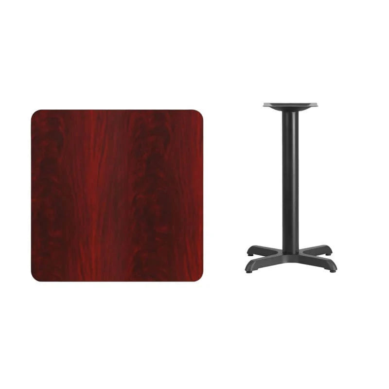 30'' Square Black Laminate Table Top with 22'' x 22'' Table Height Base [XU-BLKTB-3030-T2222-GG] Fl Furniture