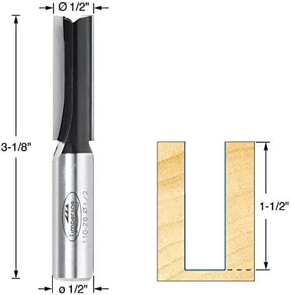 Timberline Carbide Tipped 1/2' Shank - Straight Plunge Router Bit. Ideal for Carpenters