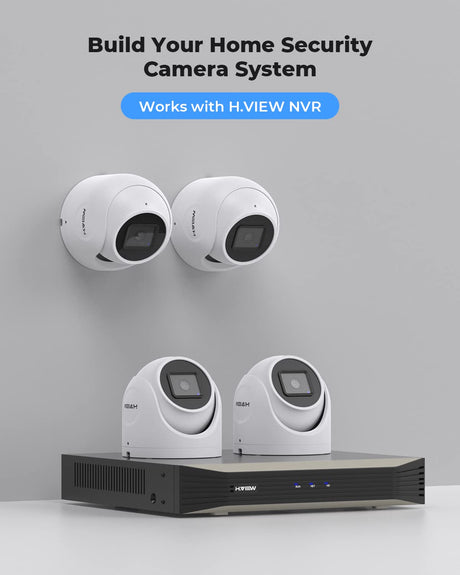 (Hikvision Compatible) H.VIEW 5MP Outdoor POE Camera Dome Turret IP Security Camera, 100ft IR Night Vision, 2.8mm Fixed lens, H.265+ IP PoE Outdoor Camera, RTSP,RTMP WDR,Support SD Card H.VIEW