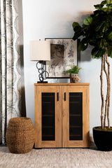 Metal Mesh Door Accent Cabinet Golden Oak - 951107 Pie's Variety Store