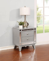 Leighton 2-Drawer Nightstand Metallic Mercury Collection: This 2-Drawer Nightstand Is Great For A Stylish Bedroom