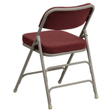 2 Pk. HERCULES Series Premium Curved Triple Braced & Double Hinged Burgundy Fabric Metal Folding Chair [2-HA-MC320AF-BG-GG] Fl Furniture