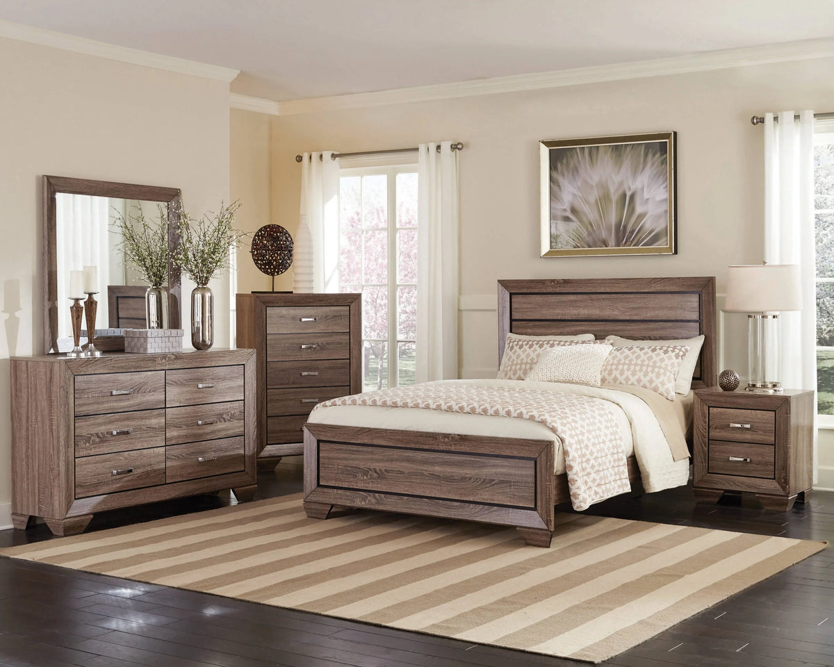 Kauffman Eastern King Panel Bed Washed Taupe - 204191KE Pie's Variety Store