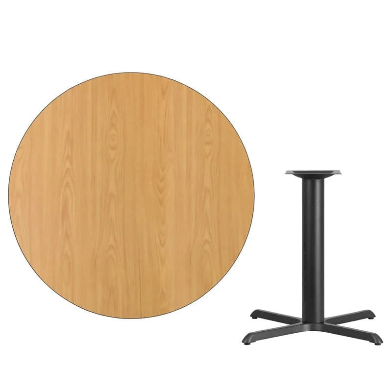 42'' Round Black Laminate Table Top with 33'' x 33'' Table Height Base [XU-RD-42-BLKTB-T3333-GG] Pie's Variety Store