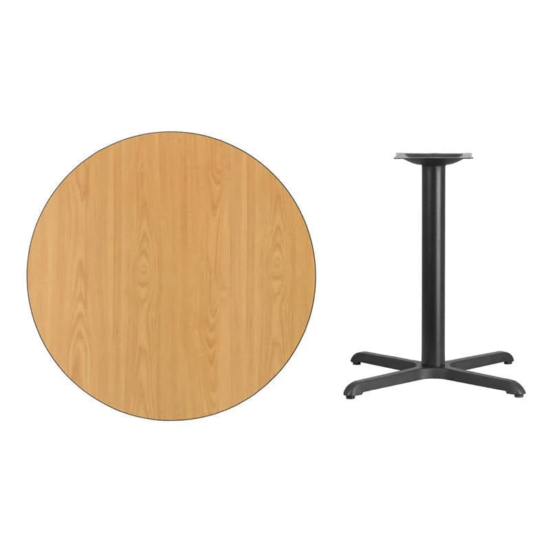 36'' Round Black Laminate Table Top with 30'' x 30'' Table Height Base [XU-RD-36-BLKTB-T3030-GG] Pie's Variety Store