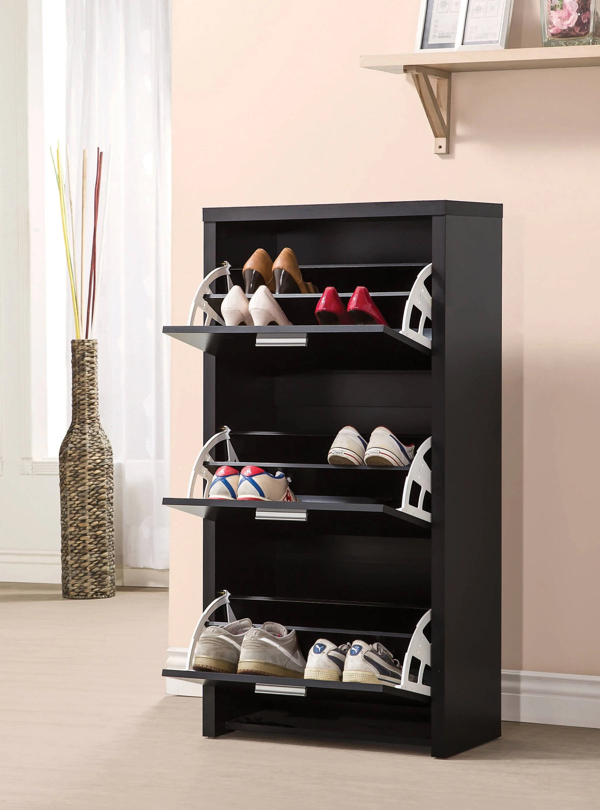 3-Drawer Shoe Cabinet Black - 900604 Pie's Variety Store
