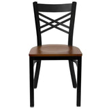 HERCULES Series Black ''X'' Back Metal Restaurant Chair - Cherry Wood Seat [XU-6FOBXBK-CHYW-GG] Pie's Variety Store