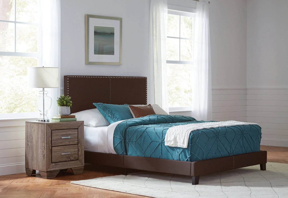 Boyd California King Upholstered Bed With Nailhead Trim Brown - 350081KW Pie's Variety Store