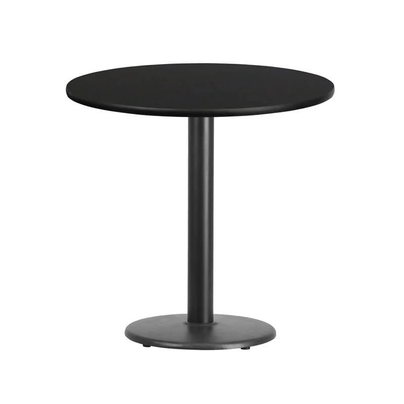 30'' Round Black Laminate Table Top with 18'' Round Table Height Base [XU-RD-30-BLKTB-TR18-GG] Fl Furniture