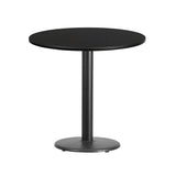 30'' Round Black Laminate Table Top with 18'' Round Table Height Base [XU-RD-30-BLKTB-TR18-GG] Fl Furniture