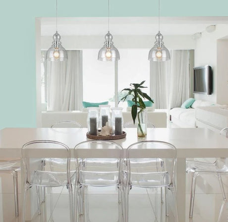 Westinghouse One-Light Indoor Mini Pendant Brushed Nickel Finish with Hand Blown Clear Seeded Glass - 6100700 MES