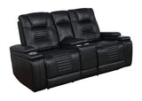 Zane Upholstered Living Room Set Black- 651301PP-S2 coastmega
