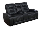 Zane Upholstered Living Room Set Black- 651301PP-S2 coastmega