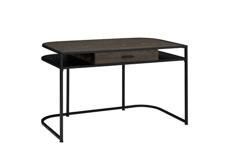 Ember 1-Drawer Writing Desk Dark Oak And Sandy Black - 803411 coastmega