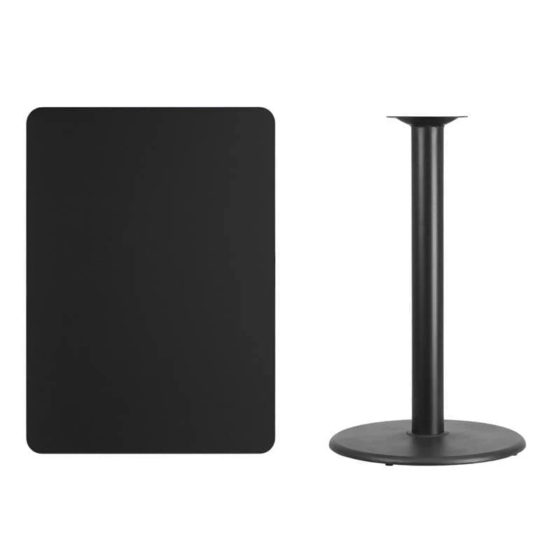 30'' x 42'' Rectangular Black Laminate Table Top with 24'' Round Bar Height Table Base [XU-BLKTB-3042-TR24B-GG] Fl Furniture