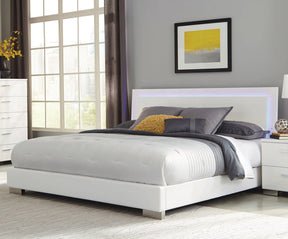 Felicity Eastern King Panel Bed With LED Lighting Glossy White - 203500KE Pie's Variety Store