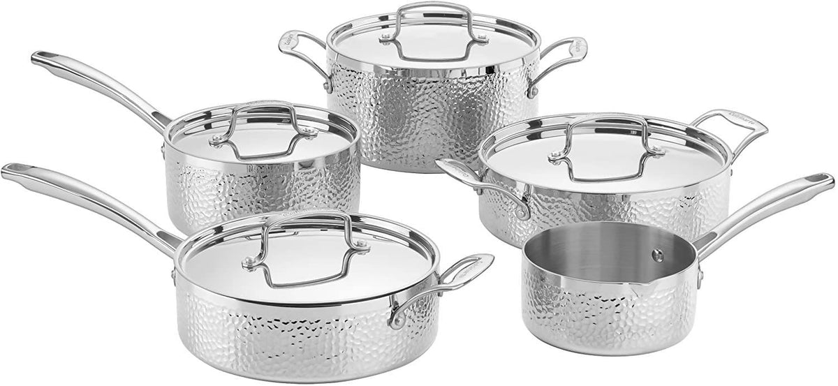 Cuisinart ﻿Hammered Collection Copper Tri-Ply Stainless 9 Piece Cookware Set - CU-HCTP-9 Elegant AccScents