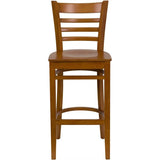 HERCULES Series Ladder Back Cherry Wood Restaurant Barstool [XU-DGW0005BARLAD-CHY-GG] Pie's Variety Store