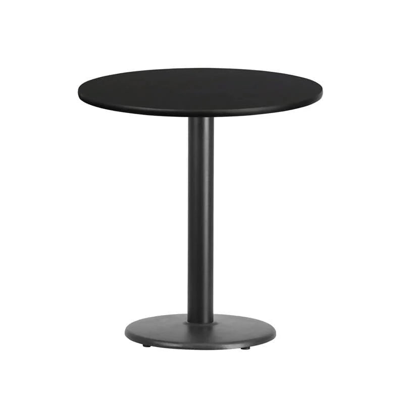 24'' Round Black Laminate Table Top with 18'' Round Table Height Base [XU-RD-24-BLKTB-TR18-GG] Fl Furniture