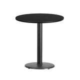 24'' Round Black Laminate Table Top with 18'' Round Table Height Base [XU-RD-24-BLKTB-TR18-GG] Fl Furniture