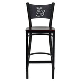 HERCULES Series Black Coffee Back Metal Restaurant Barstool - Cherry Wood Seat [XU-DG-60114-COF-BAR-CHYW-GG] Pie's Variety Store