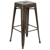 30" High Metal Indoor Bar Stool in Gun Metal Gray - Stackable Set of 4 [4-ET-31320-30-GN-R-GG] Fl Furniture