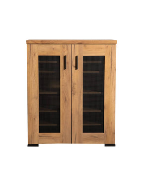 Metal Mesh Door Accent Cabinet Golden Oak - 951107 Pie's Variety Store