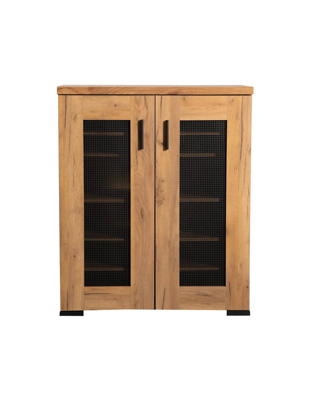 Metal Mesh Door Accent Cabinet Golden Oak - 951107 Pie's Variety Store