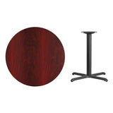 36'' Round Black Laminate Table Top with 30'' x 30'' Table Height Base [XU-RD-36-BLKTB-T3030-GG] Pie's Variety Store