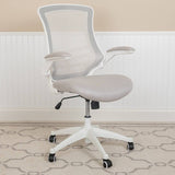 Mid-Back Mesh Swivel Ergonomic Task Office Chair with White Frame and Flip-Up Arms - BL-X-5M-WH-BK-GG / BL-X-5M-WH-BLUE-GG / BL-X-5M-WH-GY-GG / BL-X-5M-WH-TAN-GG / BL-X-5M-WH-WH-GG ADRIAN'S ELECTRONICS