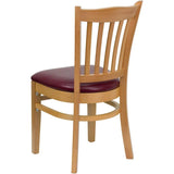 HERCULES Series Vertical Slat Back Natural Wood Restaurant Chair - Black Vinyl Seat [XU-DGW0008VRT-NAT-BLKV-GG] Pie's Variety Store