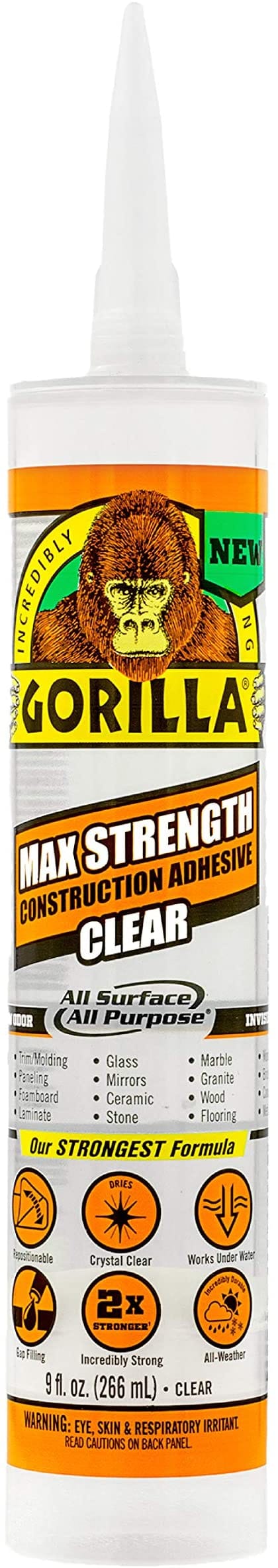 Gorilla Max Strength Clear Construction Adhesive