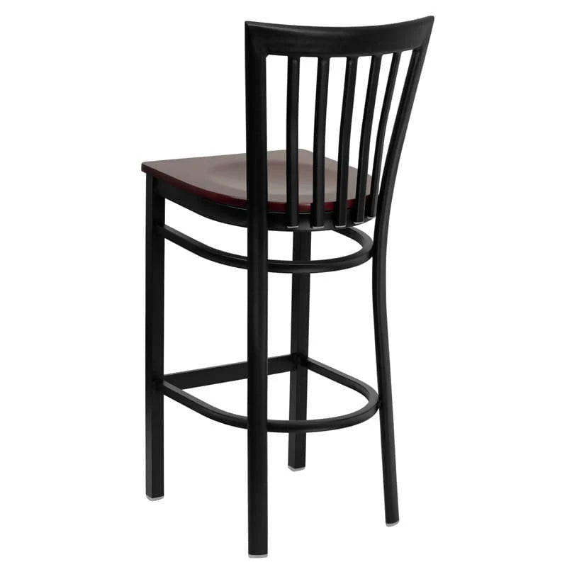HERCULES Series Black School House Back Metal Restaurant Barstool - Cherry Wood Seat [XU-DG6R8BSCH-BAR-CHYW-GG] Pie's Variety Store
