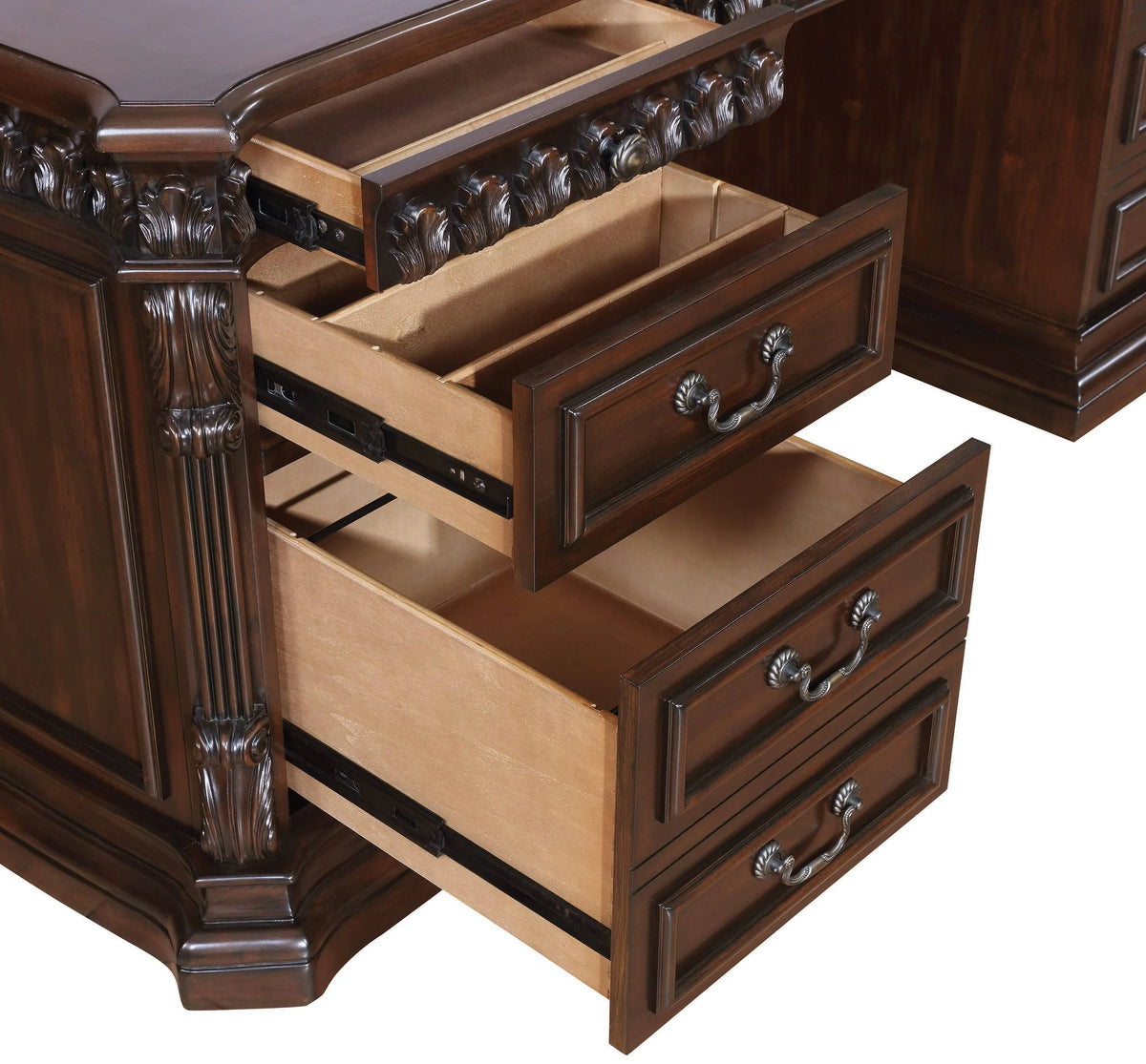 Tucker 5-Drawer Double Pedestal Executive Desk Rich Brown - 800800 Pie's Variety Store