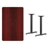 30'' x 48'' Rectangular Black Laminate Table Top with 5'' x 22'' Table Height Bases [XU-BLKTB-3048-T0522-GG] Pie's Variety Store