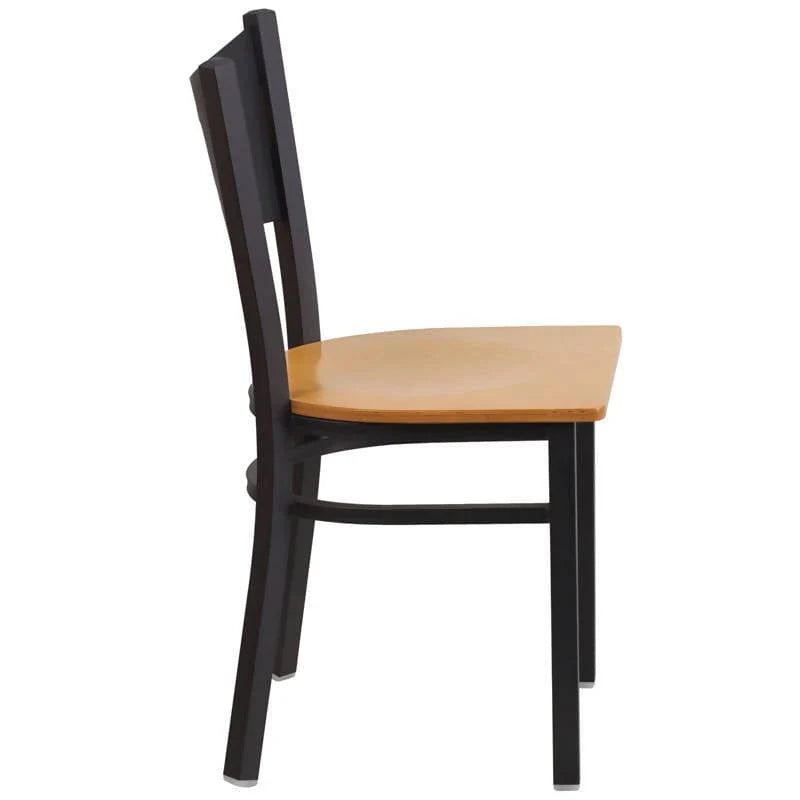 HERCULES Series Black Coffee Back Metal Restaurant Chair - Cherry Wood Seat [XU-DG-60099-COF-CHYW-GG] Pie's Variety Store