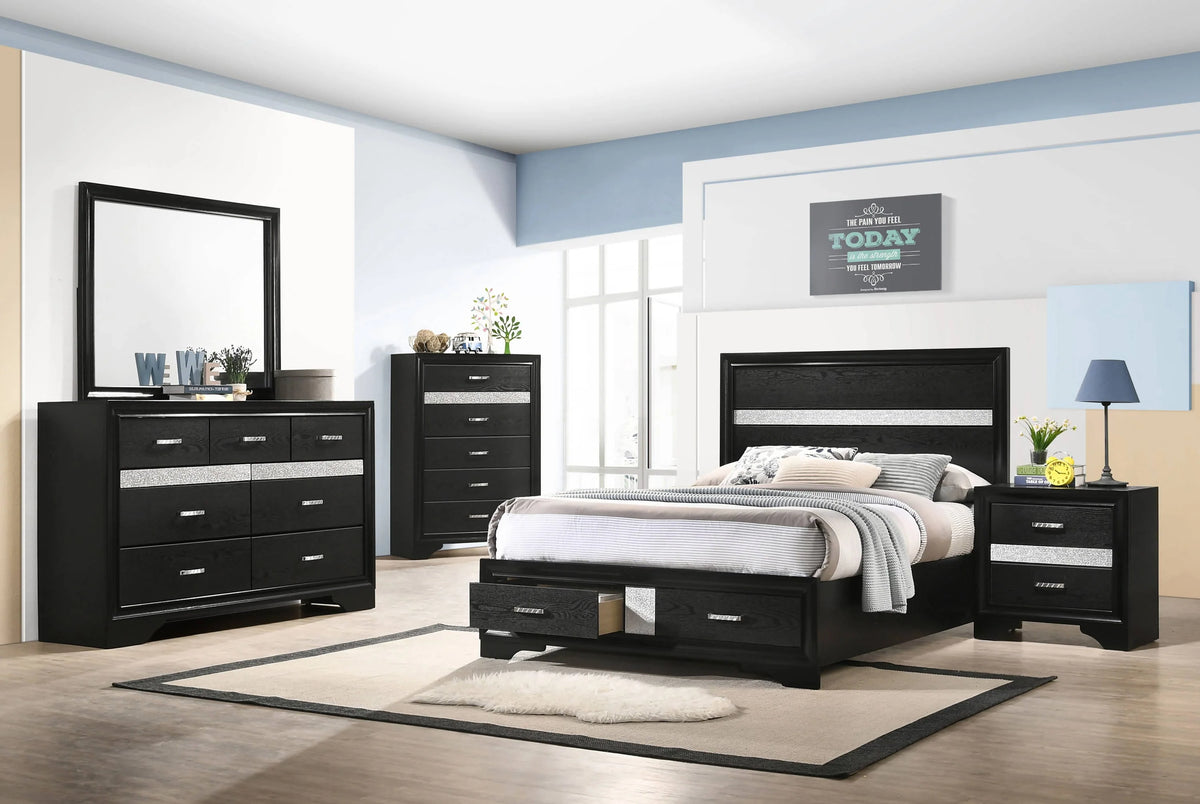 Miranda 4-Piece Full Storage Bedroom Set Black - SET4PC206361F Pie's Variety Store