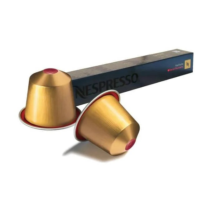 Nespresso Volutto Deccaffiento is delightfully sweet and smooth. It is a blend of pure and lightly roaster Arabicas from South America which reveals sweet and biscuity flavours