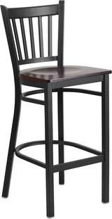 HERCULES Series Black Vertical Back Metal Restaurant Barstool - Cherry Wood Seat [XU-DG-6R6B-VRT-BAR-CHYW-GG] Pie's Variety Store