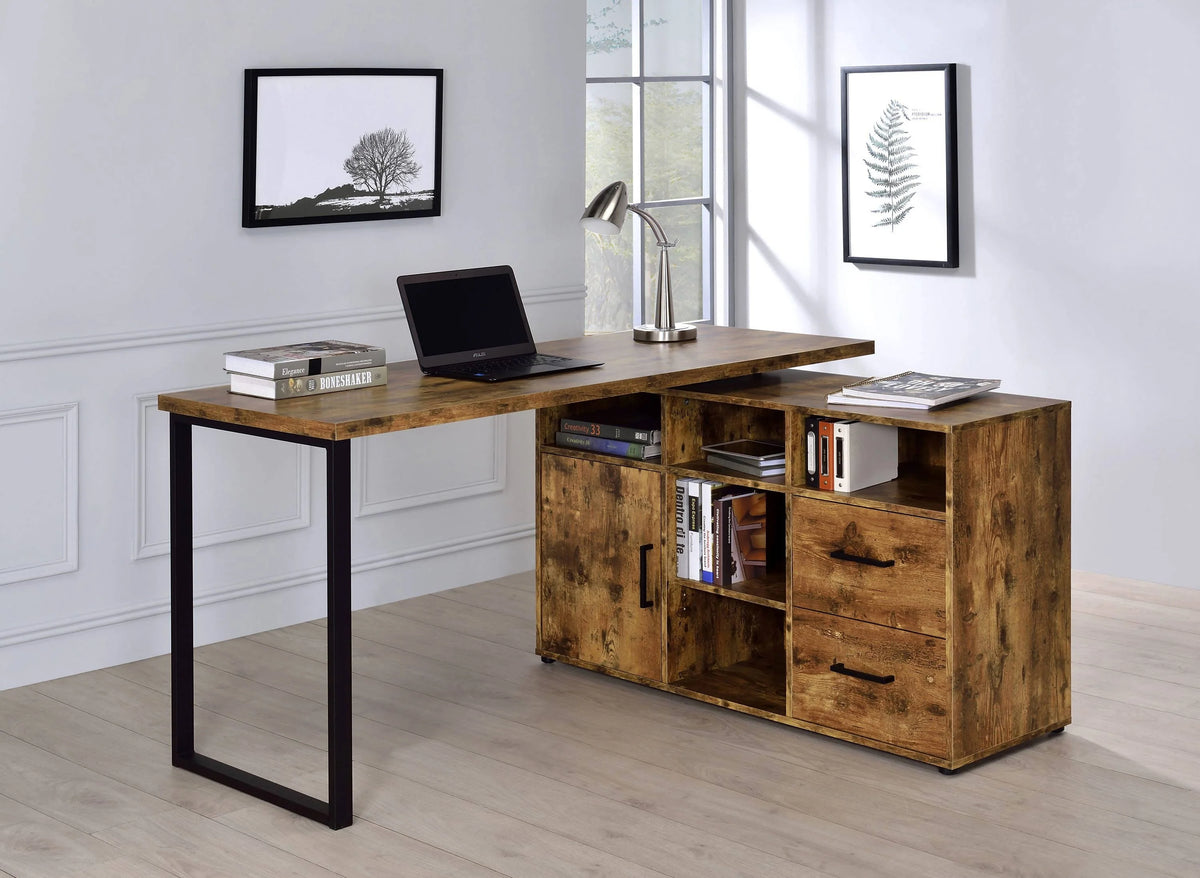 Hertford L-Shape Office Desk With Storage Grey Driftwood - 804462 Pie's Variety Store
