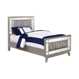 Leighton Twin Panel Bed With Mirrored Accents Mercury Metallic Collection: The Leighton Collection Presents This Magnificent Glam-Style Bed. This Bed Is An Absolute Delight For The Bedroom. Leighton SKU: 204921T coastmega