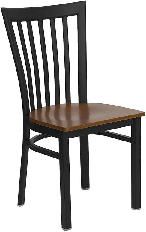 HERCULES Series Black School House Back Metal Restaurant Chair - Cherry Wood Seat [XU-DG6Q4BSCH-CHYW-GG] Pie's Variety Store