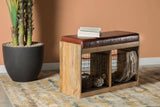 2-Basket Upholstered Accent Bench Brown And Natural - 918503 Pie's Variety Store