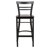 HERCULES Series Black Two-Slat Ladder Back Metal Restaurant Barstool - Cherry Wood Seat [XU-DG6R9BLAD-BAR-CHYW-GG] Pie's Variety Store