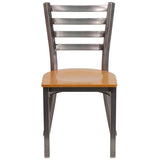 HERCULES Series Clear Coated Ladder Back Metal Restaurant Chair - Cherry Wood Seat [XU-DG694BLAD-CLR-CHYW-GG] Pie's Variety Store