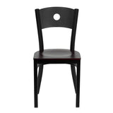HERCULES Series Black Circle Back Metal Restaurant Chair - Cherry Wood Seat [XU-DG-60119-CIR-CHYW-GG] Pie's Variety Store