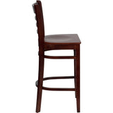 HERCULES Series Ladder Back Mahogany Wood Restaurant Barstool [XU-DGW0005BARLAD-MAH-GG] Pie's Variety Store