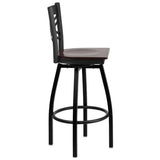 HERCULES Series Black ''X'' Back Swivel Metal Barstool - Cherry Wood Seat [XU-6F8B-XSWVL-CHYW-GG] Pie's Variety Store